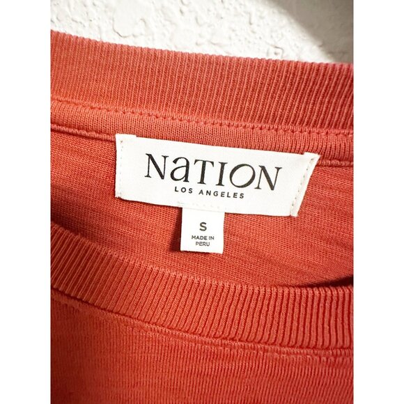 Nation Los Angeles Monique Top Ribbed Waistband Snap Shoulder Terracotta Small - Picture 6 of 6